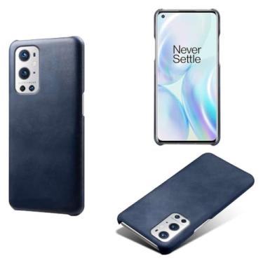 Imagem de Capa para Oneplus 9 PRO,Proteção contra quedas,Casca de volta de cor sólida simples,Design de couro de imitação de plástico-Blue