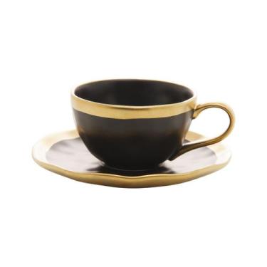 Imagem de Xícara Dubai De Porcelana Para Café Com Pires 90ml Luxo Chic - Wolff