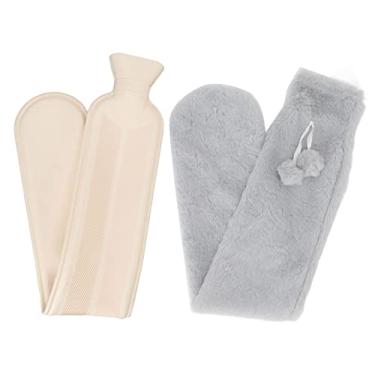 Imagem de Grcfumo Bamasão de água quente de borracha, bolsa de água quente mais quente da cintura com cobertura macia para alívio da dor (Grey)