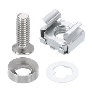 Imagem de PATIKIL M6 x Porca de gaiola de montagem em rack de 18 mm, 20 peças de parafusos de rack de aço carbono porcas quadradas de zinco para montagem de prateleiras de armário de servidor roteadores console