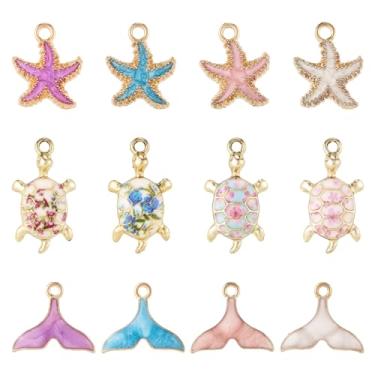 Imagem de Spritewelry Pingentes esmaltados de animais do oceano, estrela-do-mar, tartaruga, baleia, cauda, pingente, oceano, praia, para fazer joias, colar, pulseira, brincos, faça você mesmo, 12 estilos