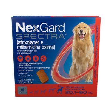 Imagem de NexGard Spectra Antipulgas E Carrapatos Para Cães De 30,1 A 60kg 3 Tabletes