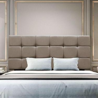 Imagem de Cabeceira Cama Box Estofada Solteiro 90 Cm Ananda Suede Bege Escuro - 