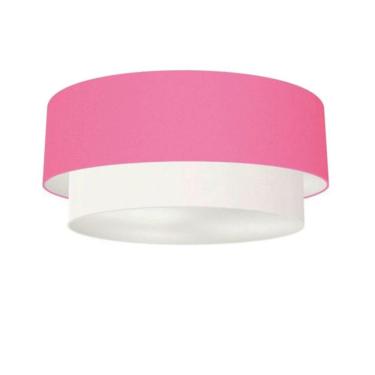 Imagem de Plafon Para Quarto Cilíndrico Sq-3064 Cúpula Cor Rosa Bebê Branco