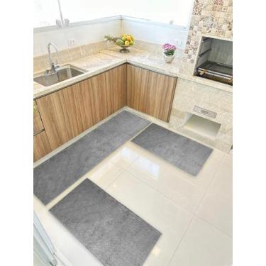Imagem de Kit Cozinha 3 pçs Classic Tapete Passadeira Shaggy Antider. - Oasis, C