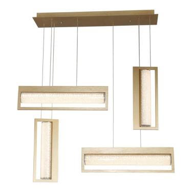 Imagem de Pendente Cristal/Vidro 71x16cm Glitter Bella Iluminação Dourado/Transparente