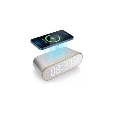 Imagem de Relógio digital LED de mesa com carregador sem fio com termômetro - Li