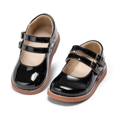 Imagem de Kolan Todder Sapato Oxford infantil Mary Jane sem cadarço uniforme escolar uniforme escolar, Ke11-preto, 19