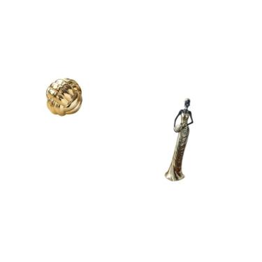 Imagem de Fenteer Escultura Estética de Novelos de Lã E Estatueta Tribal de Senhora, Arte em Cerâmica para Sala de Estar, Lareira, Armário, Decoração de Casa,