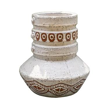 Imagem de CUTPOIY Vasos decorativos na sala de estar, sala de amostras pote de cerâmica vintage arte arranjo de flores frescas flores artificiais ornamentos decorativos (17 * 20 cm)