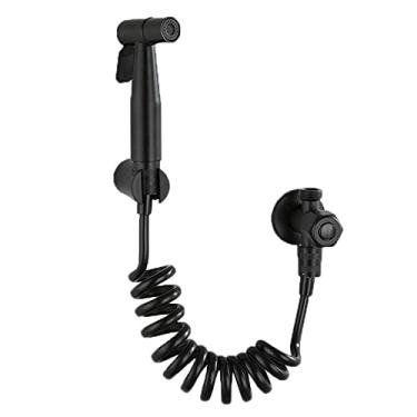 Imagem de CUTPOIY Pulverizador de bidê para vaso sanitário com misturador único de água fria, conjunto de torneira de bidê de vaso sanitário preto de aço inoxidável, para banheiro-B (A)