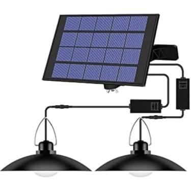 Imagem de Luzes Pendentes Solares Ao Ar Livre Luz Solar Luzes Pendentes Solares Cabeça Luzes Pendentes Solares Metal Pendurado Celeiro Gazebo Lustre Lâmpada Para Galinheiro Galpão Qu, White, 2 Lights No Romote
