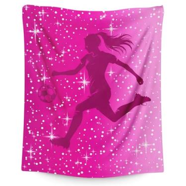 Imagem de Cobertor de futebol para crianças, meninas, 101 x 127 cm, aconchegante, felpudo, material de flanela para decoração de Natal, sofá, cadeiras, sofá, viagem