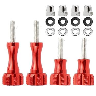 Imagem de 4 parafusos de liga de alumínio para GoPro Hero 11 10 9 8 7 6 5 4 3+, Insta360 ONE X3 X2 X RS R GO 2 e DJI Osmo Action 2 3, parafusos de montagem de câmera padrão (vermelho)