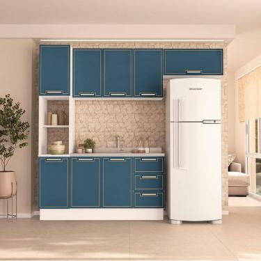 Imagem de Cozinha Compacta 250084 4 Peças Amara Branco Azul Politorno Móveis