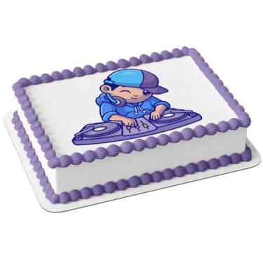 Imagem de Papel arroz para bolo  festa comemoração feliz aniversário Dj musica -