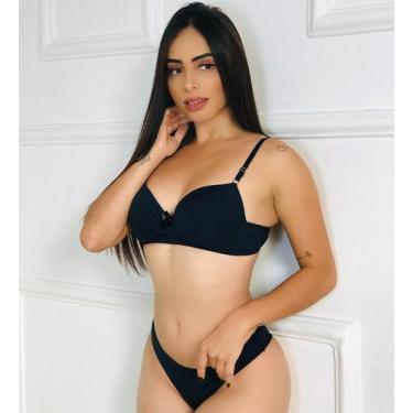 Imagem de Conjunto Lingerie calcinha e sutiã feminino preto - Ismeria Lingerie ,