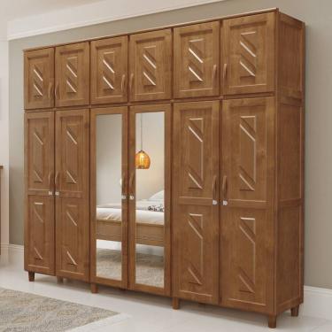 Imagem de Guarda-Roupa Casal 12 Portas 3 Gavetas Internas com Espelho Grécia em Madeira - Cavazotto