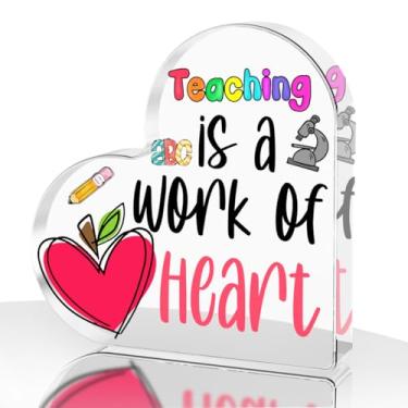 Imagem de Presentes de agradecimento do professor, presente de Natal para professores, presente de agradecimento para mulheres, decoração de escritório, mesa, placa acrílica, em formato de coração, placa