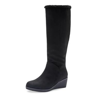 Imagem de Aerosoles Bota de cano alto feminina Binocular Shearling, Camurça sintética preta, 34