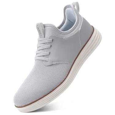 Imagem de VILOCY Sapato social masculino sem cadarço, casual, sem usar as mãos, tênis, caminhada, trabalho, confortável, respirável, leve, antiderrapante, Cinza claro, 46