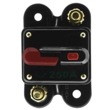 Imagem de Disjuntor Automotivo 250A Proteção Som Bateria Resetável Liga Desliga 