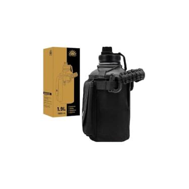 Imagem de Garrafa Térmica Inox, Parede Dupla, 1,9L, Preta, Aço Inoxidável 304/201, Conservação 8h Quente/24h Frio, com Alça, 29,2x12,5cm