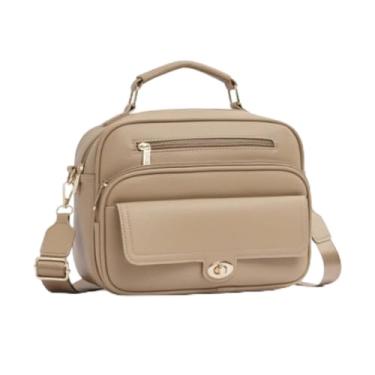 Imagem de Bolsa Transversal Feminina Casual com Alça Lateral Múltiplos Compartimentos Estilo Tiracolo (CAQUI)