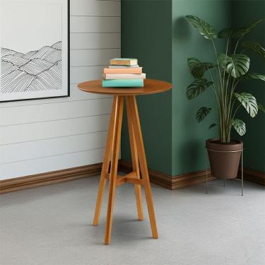 Imagem de Mesa Bistrô Alta Redonda Sila Base Madeira Maciça Mel