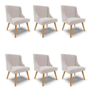 Imagem de Kit 6 Cadeiras Estofadas Para Sala De Jantar Pés Palito Lia Veludo Cinza - Ibiza