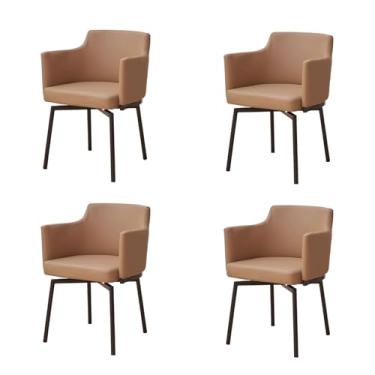 Imagem de Conjunto de 1 2 4 e 6 cadeiras de jantar, estilo moderno de meados do século, cadeira de cozinha giratória, à prova d'água, couro sintético, cadeiras para sala de jantar com design mais amplo e maior