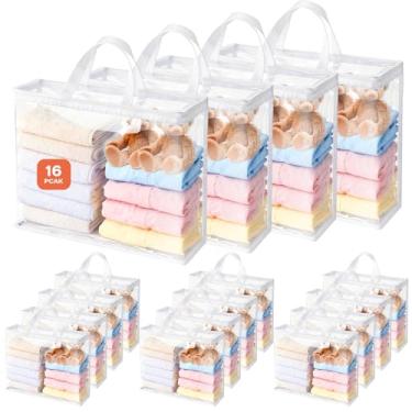 Imagem de VZZNN Pacote com 16 sacos de armazenamento transparentes com zíper de 22L para roupas | Sacos de armazenamento a vácuo para cobertores, edredons, roupas de cama e roupas de cama | Sacos organizadores