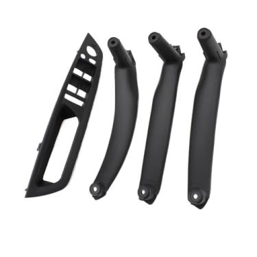 Imagem de Conjunto de 4 peças de maçaneta da porta do motorista dianteiro do carro, tampa do apoio de braço, maçaneta interna da porta, compatível com BMW X5 X6 E70 E71 2007-2013(Black LHD 4PCS SET)