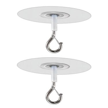 Imagem de NexusPulse Ganchos adesivos de teto com fecho de segurança, ganchos de parede adesivos para plantas, sinos de vento, armazenamento doméstico e decoração de banheiro (2 peças)