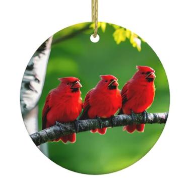 Imagem de Decoração criativa de Natal com estampa de bétulas de cerâmica, pingentes de porcelana, decoração criativa de Natal