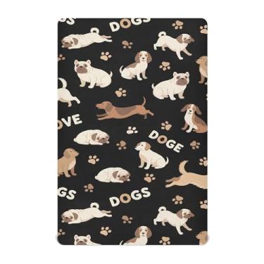 Imagem de SEHANY Lençol de berço de cachorro fofo para meninos e meninas, macio, respirável, elástico, lençol com elástico padrão para bebês de 27 x 99 cm