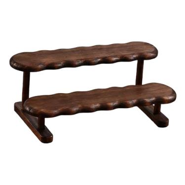 Imagem de MotiveTech Suporte de madeira multifuncional para exibição de figuras, organizador de perfumes, suporte para cupcakes e velas, para ou mesa, 2 Níveis