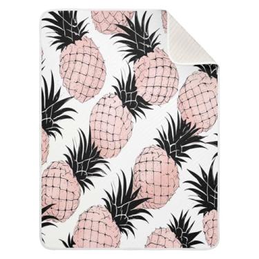 Imagem de Blueangle Cobertores de bebê com estampa de abacaxi para cochilo de carrinho de bebê, 76 x 101 cm, cobertores aconchegantes e macios unissex para meninos, meninas, crianças, bebês (97)