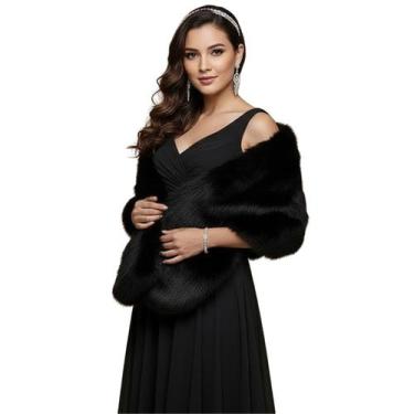 Imagem de Estola Xale Vestido Echarpe Preto Feminino Único Elegante - - anjo da 