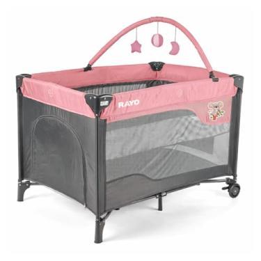 Imagem de Berço Bebe Infantil Portatil Rosa Rayo Mobile Premium até 18kg Bolsa Transporte Compacto