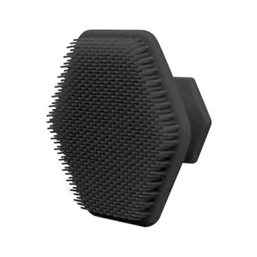 Imagem de 1 escova de limpeza de barba, escova de gel de sílica para limpeza facial com design de cerdas macias, preta