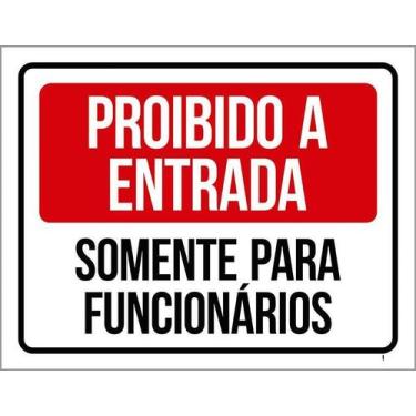 Imagem de Kit 10 Placa Acm Entrada Somente Funcionários Verme 18X23 - Sinalizo