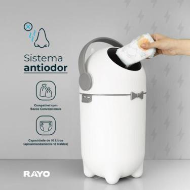 Imagem de Lixeira Rayo Anti odor para Fraldas, Branco