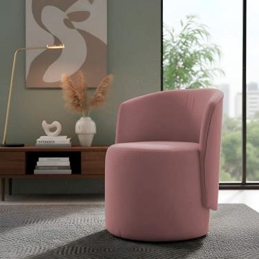Imagem de Poltrona Aura Decorativa Orgânica Bouclé Premium De Luxo Para Sala Quarto Recepção Formato Cilíndrico Design Escultural