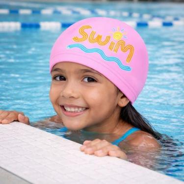 Imagem de Touca de natação pu estampado piscina cor:swim rosa - AURORA, Swim ros