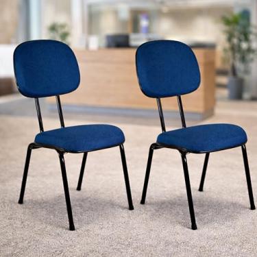 Imagem de Kit 2 Cadeiras Secretária Fixa Pé Palito 3/4 Azul, Confortável e Moderna com Estrutura Robusta e Estofado em Espuma Injetada - Escritex