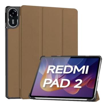 Imagem de Rino Cases Capa para Xiaomi Redmi Pad 2 11" (2025) - Smart Cover Rígida Multi-ângulo com Auto Despertar em Couro PU (Marrom, Apenas Capa)
