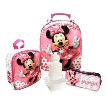 Imagem de Kit Mochila Infantil Minnie Mouse Lisa G Rodinhas Menina F5 Rosa - pro