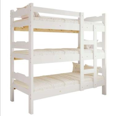 Imagem de Treliche Solteiro Cama Madeira Maciça Reforçada Cor Branco - Nemargi