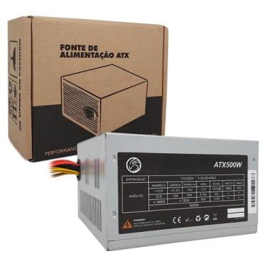 Imagem de Fonte Alimentação PC ATX 500W BrazilPC Bivolt Manual 24 Pinos, Alta Pe